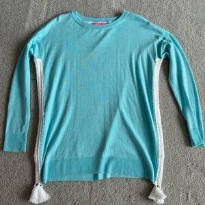 🩵Lilly Pulitzer Ocean Blue Sweater with tassels🩵